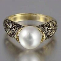 2021 hot pearl promise rings for women men goldrose goldsilver color hollow pattern fashion engagement jewelry wedding gifts