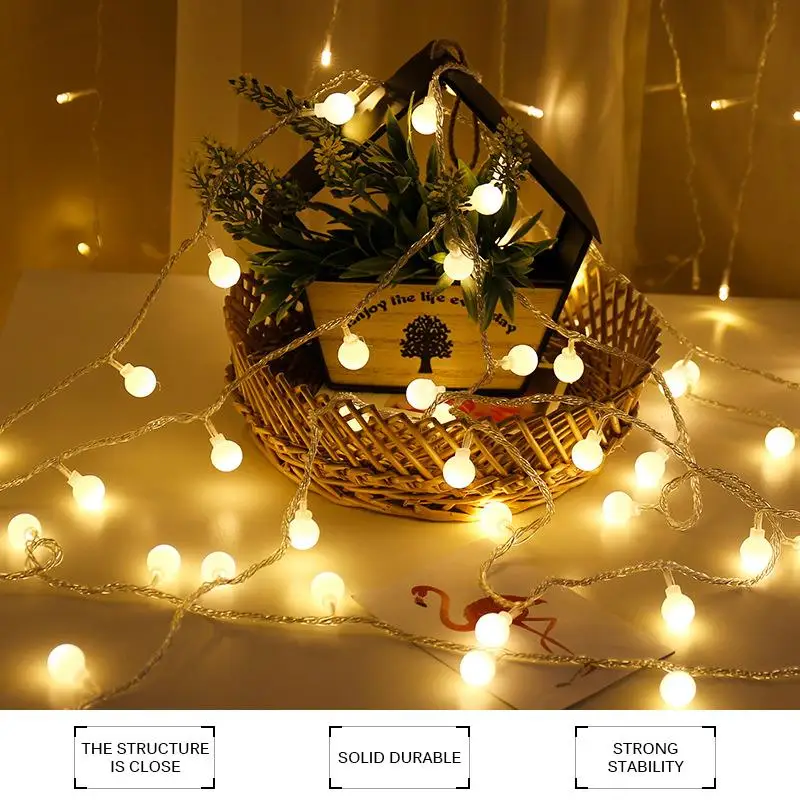 

10MChristmas tree decorLight Chain Ball led string lights Lamp Bulb Light String Waterproof Outdoor Wedding Christmas Led String