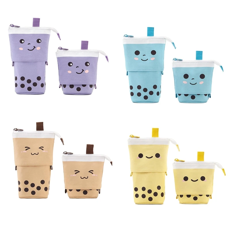 

2 Pcs Standing Pencil Case Cute Telescopic Pen Holder Stationery Pouch Makeup Cosmetics Bag for School Students
