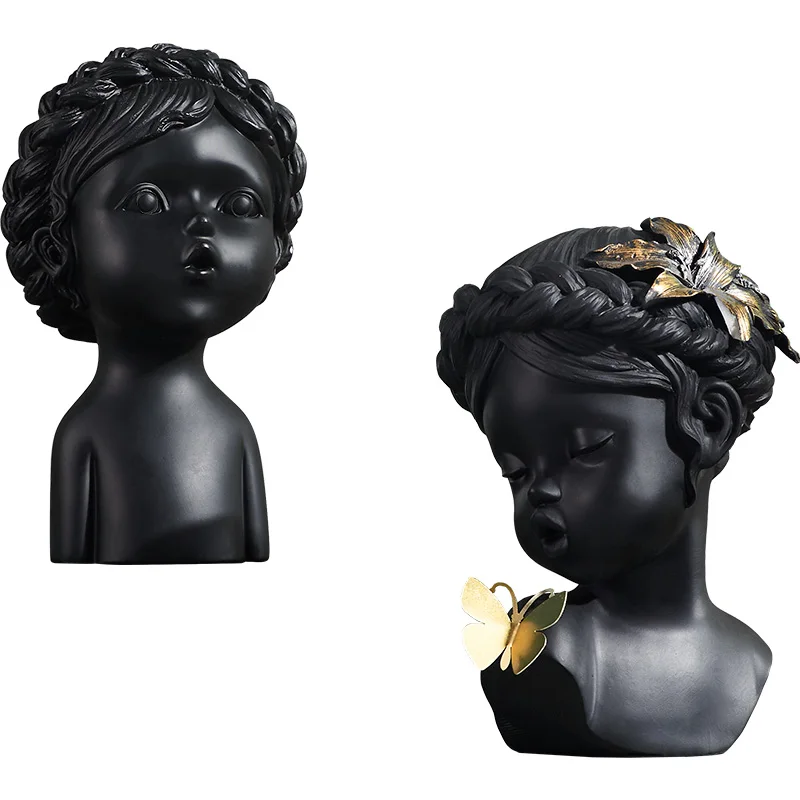 

NORDIC MODERN RESIN CUTE GIRL FIGURINES DECORATION CRAFTS HOME HOTEL DESKTOP BUTTERFLY GIRL ORNAMENTS WEDDING GIFT R2633
