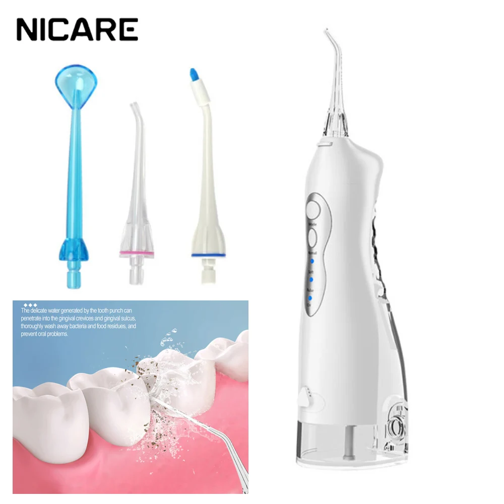 

NICARE Новый ирригатор для полости рта USB Перезаряжаемый водный Флоссер переносная зубная вода Jet 220 мл резервуар для воды Водонепроницаемый оч...