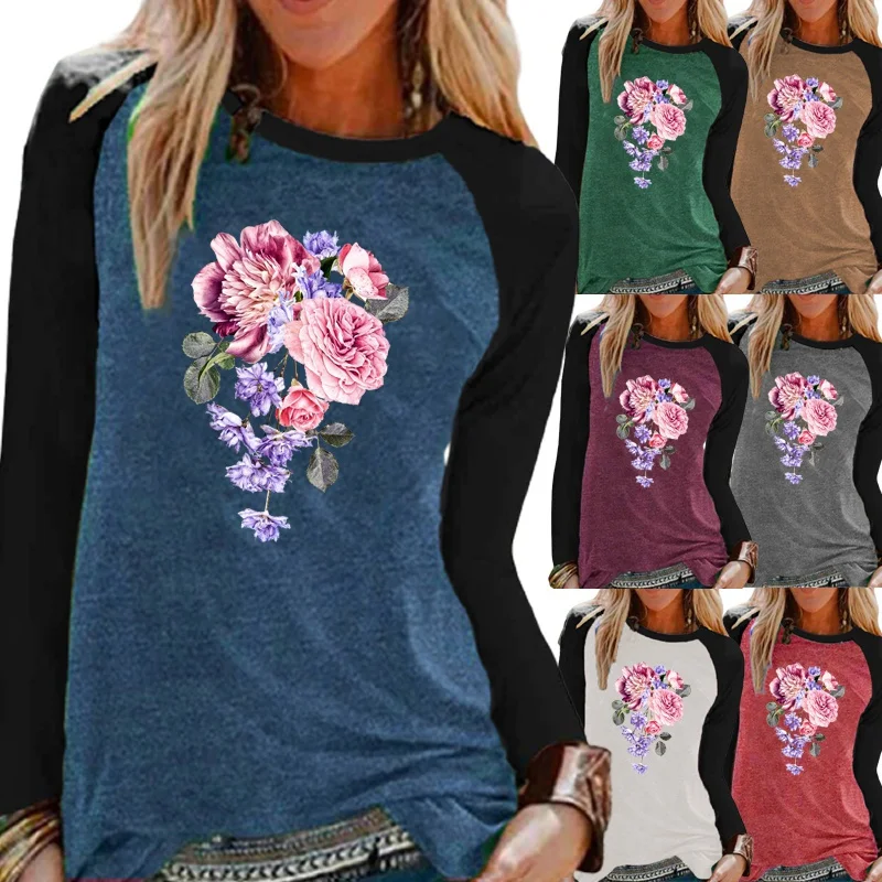 

Женская осенне-зимняя одежда, модная футболка с графическим принтом, элегантный пуловер с длинным рукавом и круглым вырезом, свободная повс...