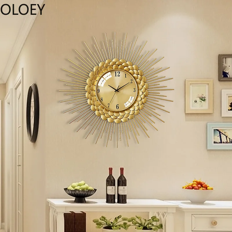 Золотые декорация настенные часы большие металлические современные