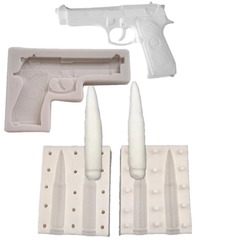 

2 styles Bullets and pistols cake mold fondant mould cake decorating tools silicone mold DIY Kitchen Baking Tools FTM1925