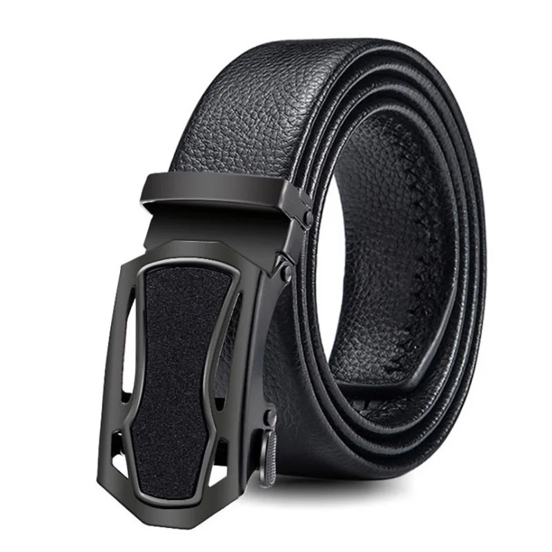 New Fashion Men's Belt Shining Automatic Metal Buckle Leather Belts For Men Business High Quality Leather Belt