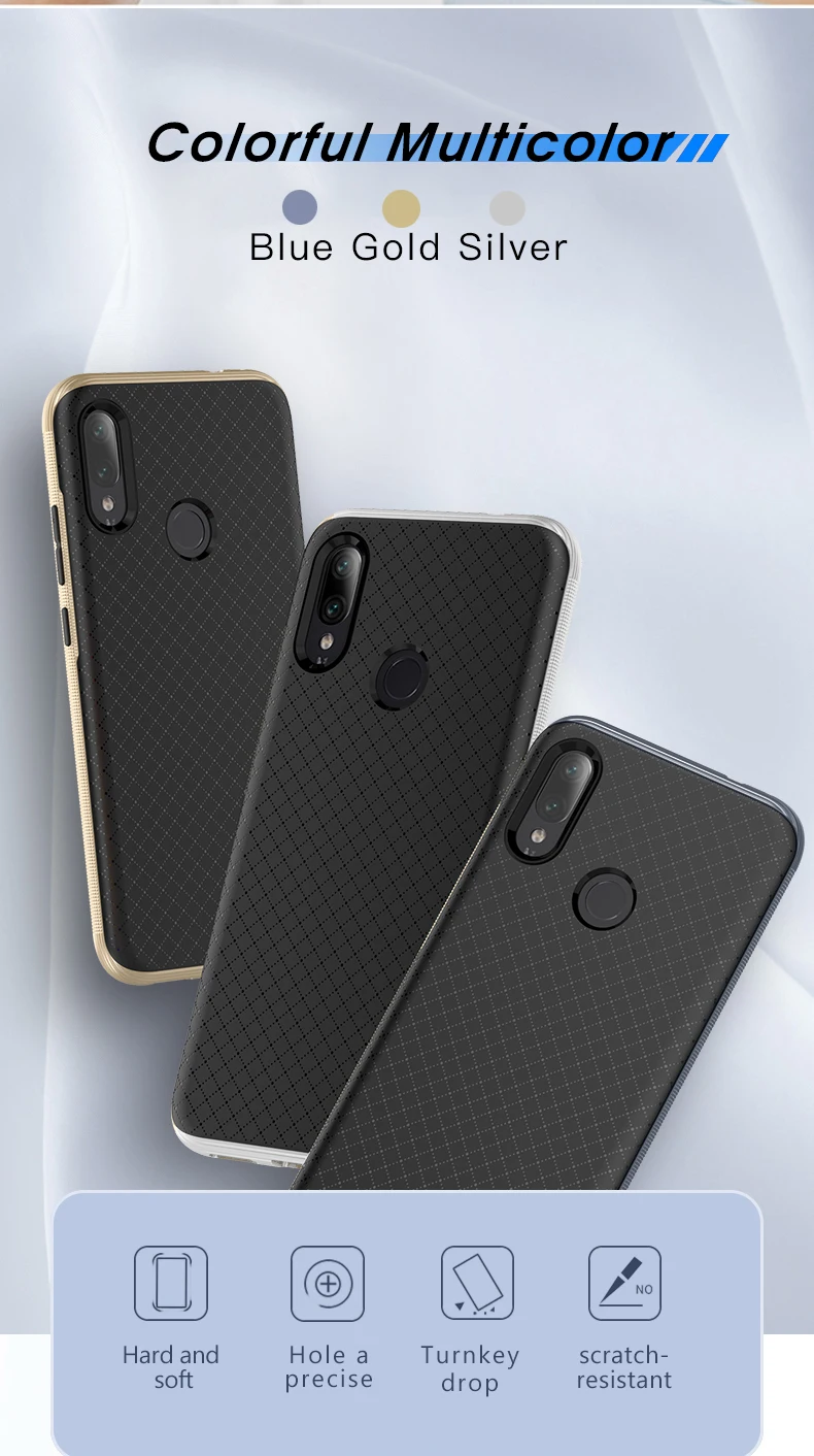 Для Redmi Note 7 Чехол IPAKY PC бампер силиконовый мягкий 2 в 1 Гибридный Note 7S противоударный бронированный чехол для Xiaomi Redmi Note 7 Pro Чехол