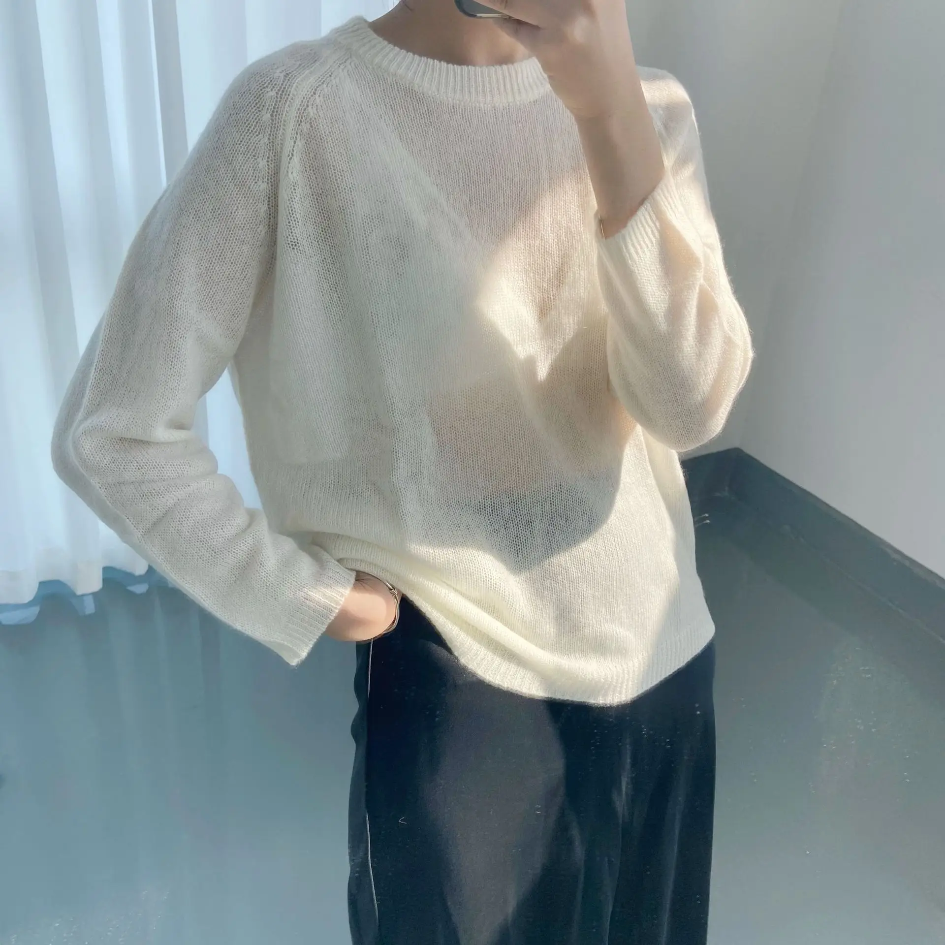 

Simple wild cashmere women knit sweater o-neck long sleeve lady knit pullover tops