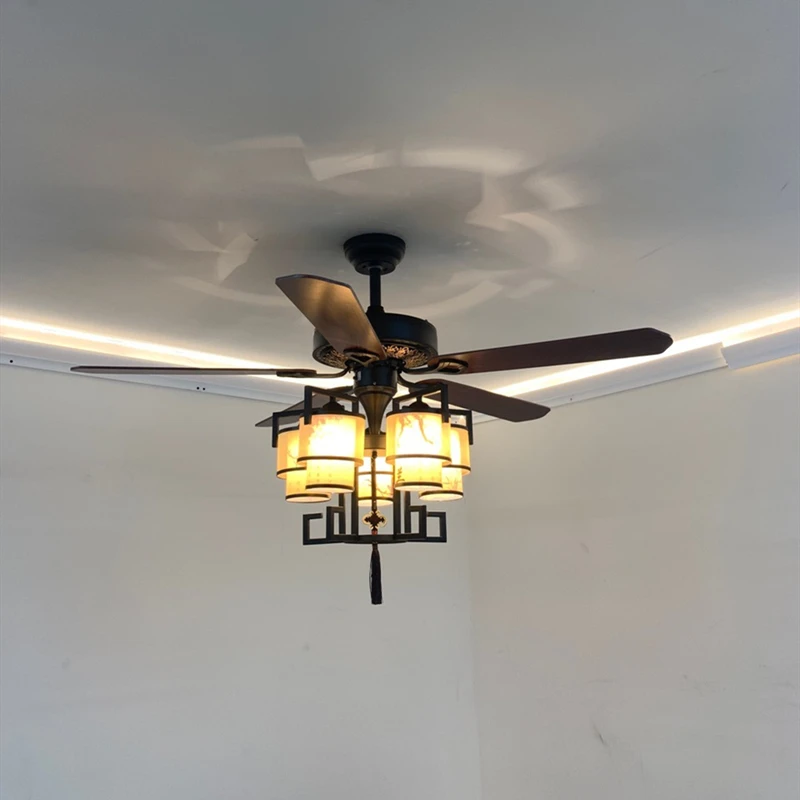 Chiński dom wentylator dachowy wentylatory sufitowe z oświetleniem światła i wentylatory lampa z pilotem żyrandol do sypialni salonu