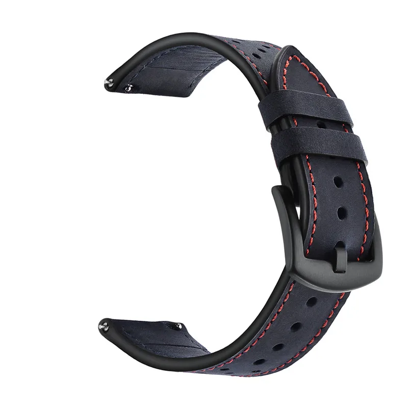blue Ремешок для часов samsung gear S3 frontier/classic/Galaxy Watch 46 мм из натуральной кожи 22 мм Amazfit для huawei GT браслет ремень - Цвет ремешка: blue