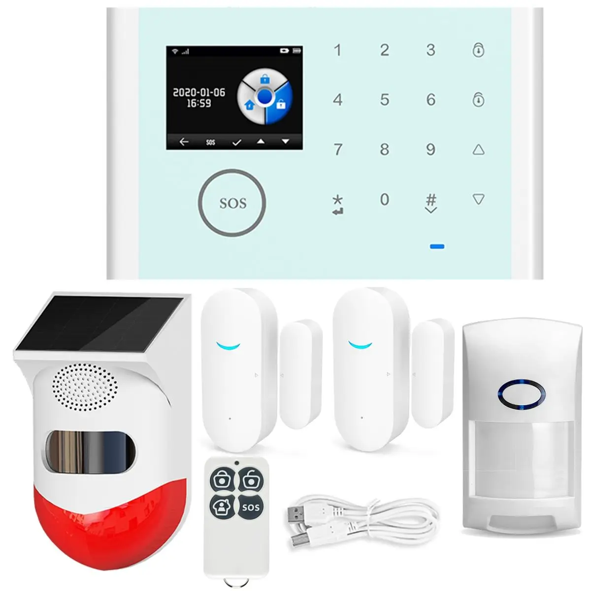 

Wi-Fi GSM Беспроводная умная система сигнализации на солнечной батарее, комплект для домашней охранной сигнализации, охранная сигнализация на ...