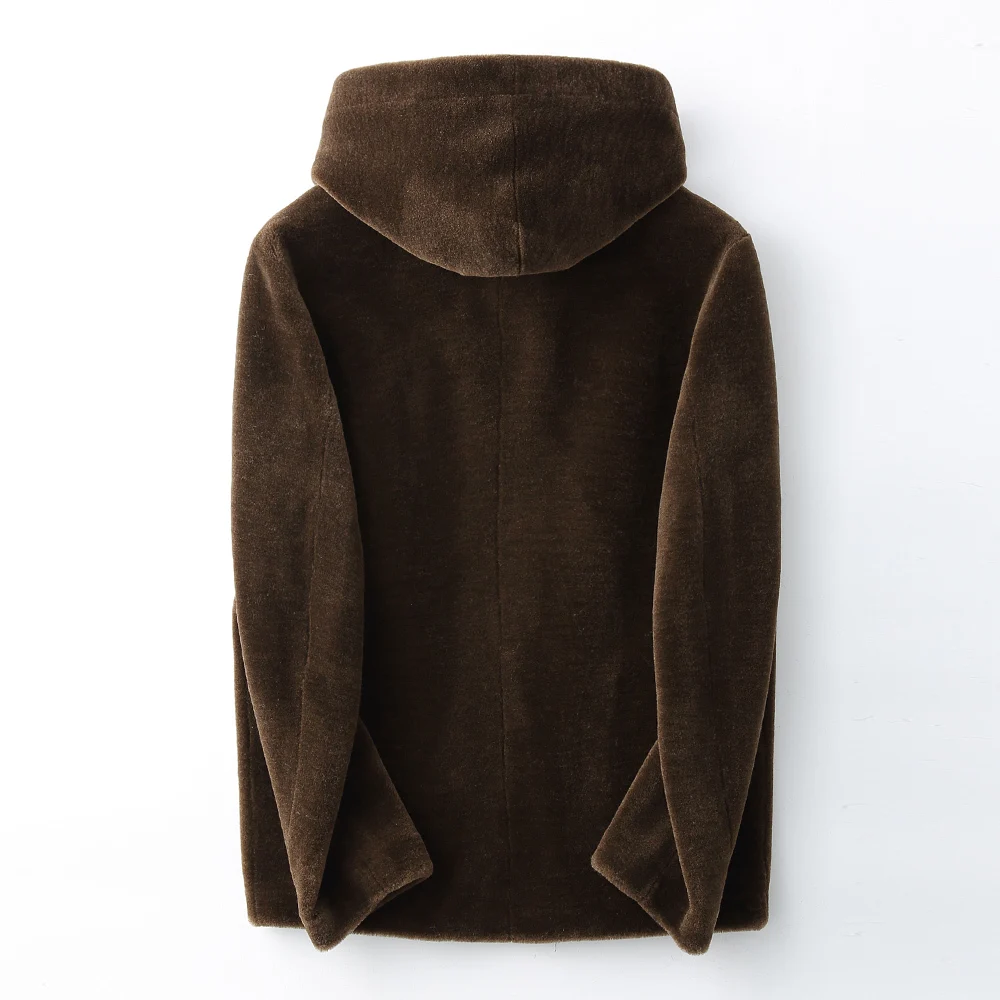 Мужское пальто с натуральным мехом осенне зимняя куртка Мужская капюшоном 100%