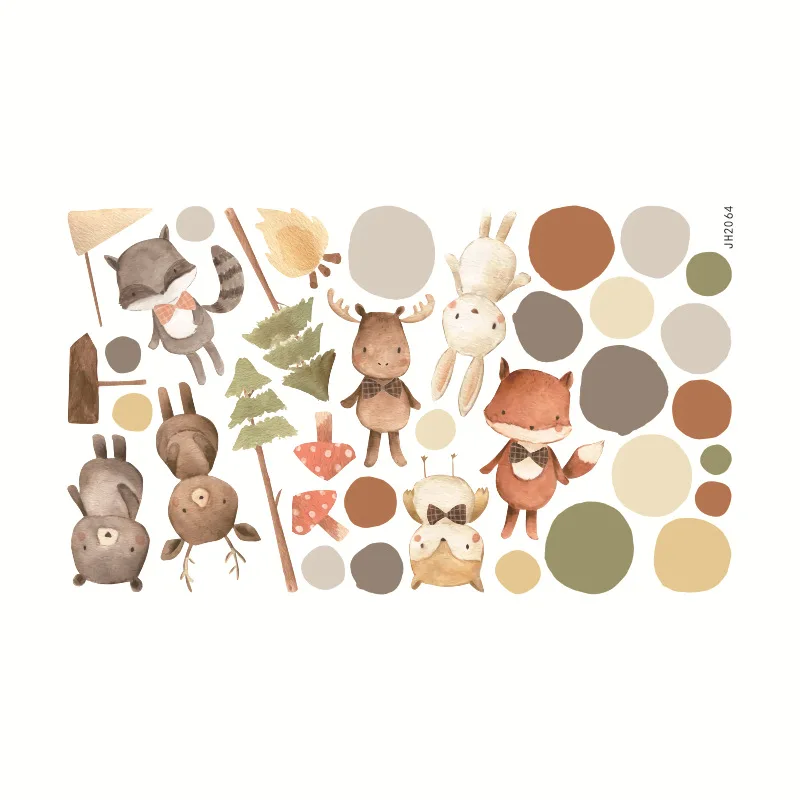 

Nordic DIY Animal Wall Stickers Cartoon Kid's Room Bedroom Wallpaper Living Room Sofa Background Creative Stickers Decoration