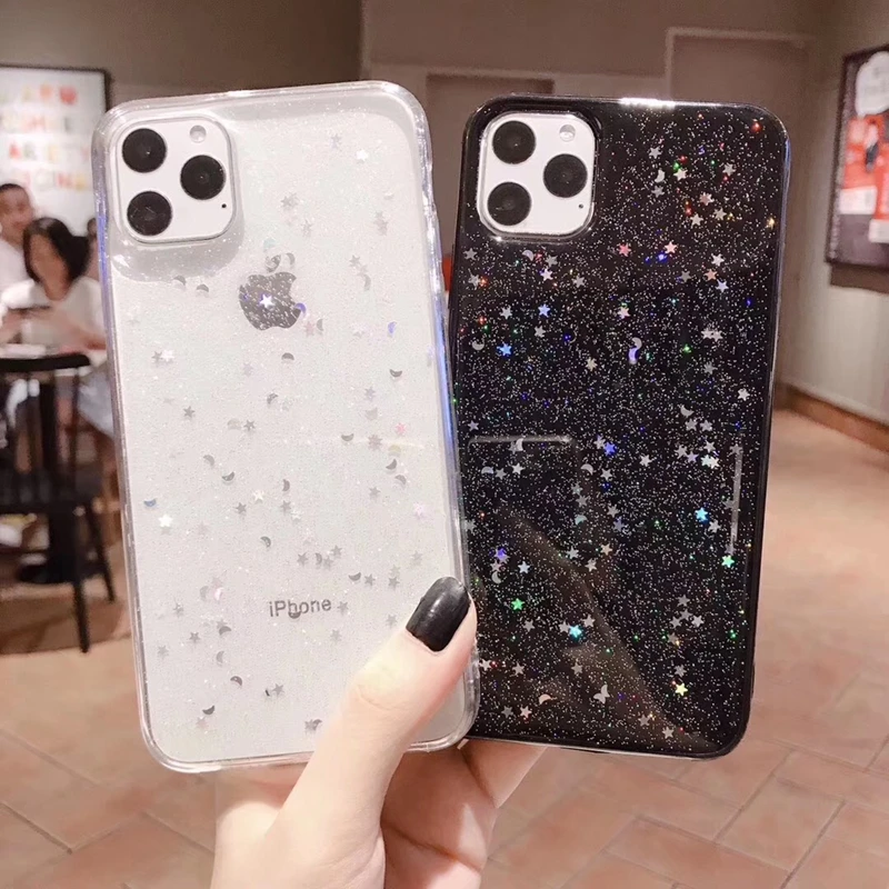 Блестящий чехол для iPhone 12 11 Pro Max 6 6s 8 7 Plus XR X XS SE 2020 блестящий мягкий прозрачный