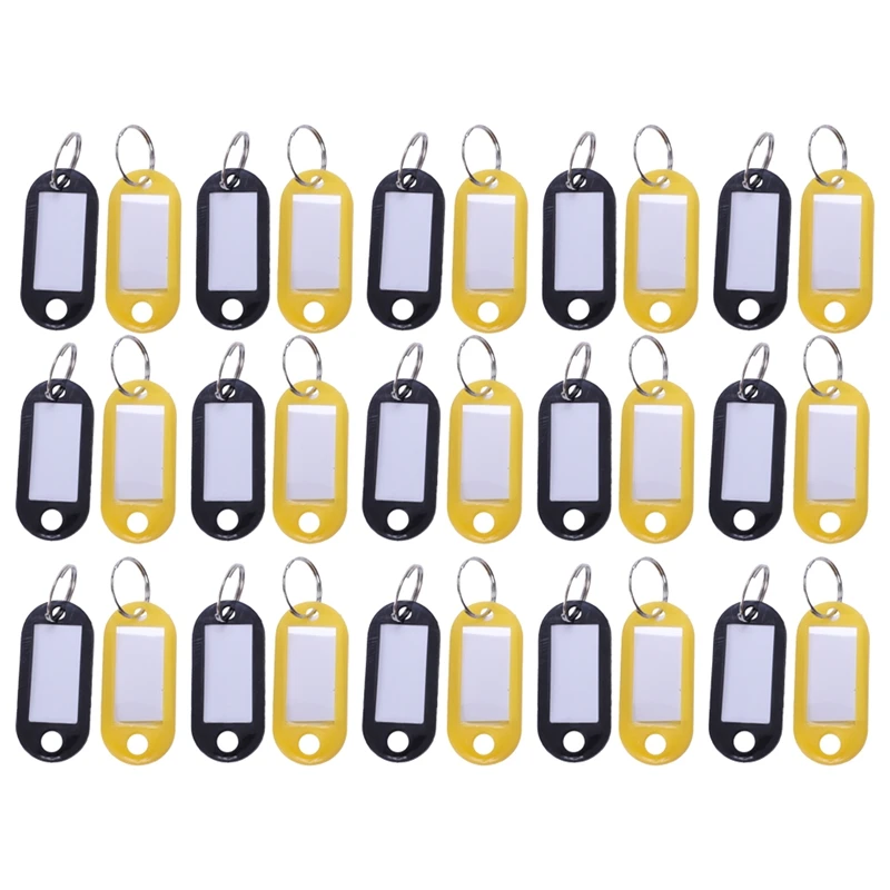 

30 X Coloured Plastic Key Fobs Luggage ID Tags Labels Key rings with Name Cards, Ideal For Many Uses - Bunches Of Keys, Luggage