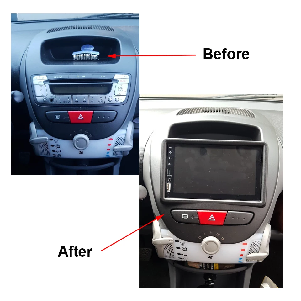 2 Din автомобильная стереосистема fascia чехол подходит для Toyota Aygo/для Peugeot 107 / Citreon C1