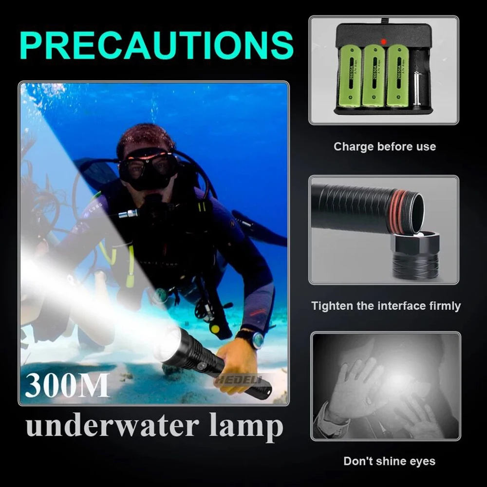 구매 XHP90.2 다이빙 손전등 Led Xhp90 수중 램프, 전문 Xhp70.2 다이빙 토치 램프 화이트 옐로 라이트 다이빙 손전등
