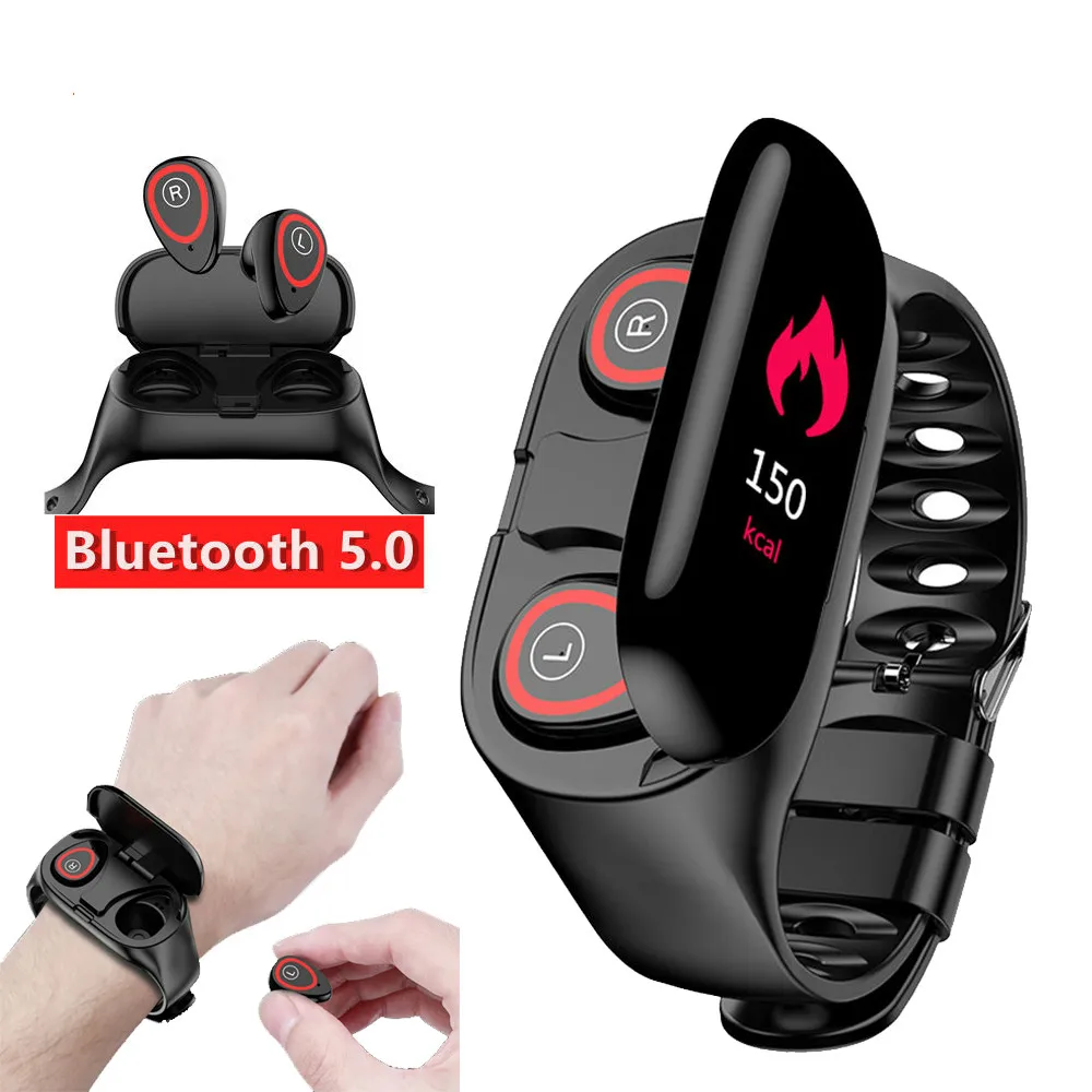 Умные часы M1 монитор сердечного ритма Bluetooth наушники фитнес трекер кровяное