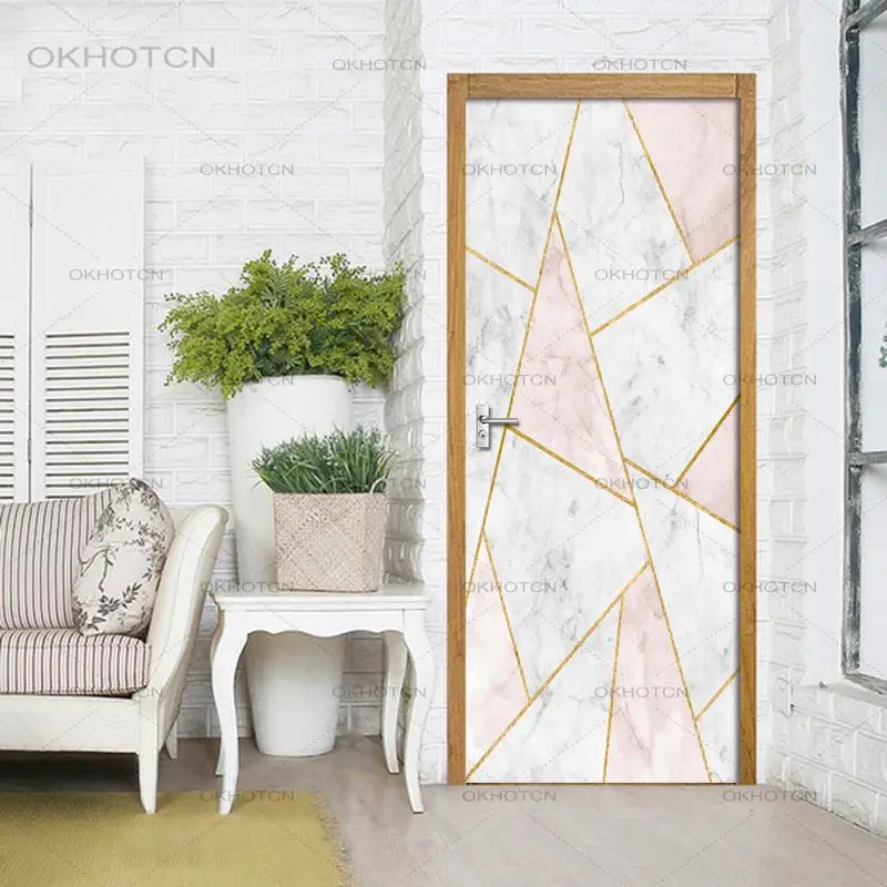 

Наклейка с розовыми мраморными линиями, s-образные двери, Настенная Наклейка «сделай сам», Настенная Наклейка для спальни, домашнего декора,...