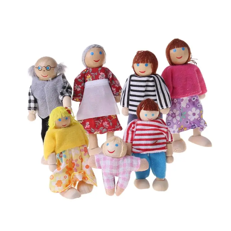 

Wooden Furniture Miniature Set Doll Toys House Family Person Figures Pretend Play Dollhouse for Kids Child 203E