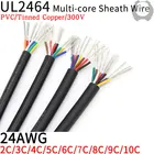 1 м 24AWG UL2464 оболоченный провод кабель канала аудио линии 2 3 4 5 6 7 8 9 10 ядер изолированный мягкий медный кабель провод управления сигналом