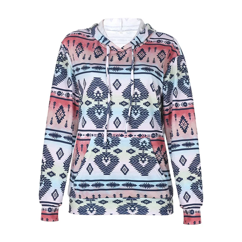 

Cross Border Autumn New European And American Fashion Printing Long Sleeve Hooded Casual Loose Sweaterfashion
