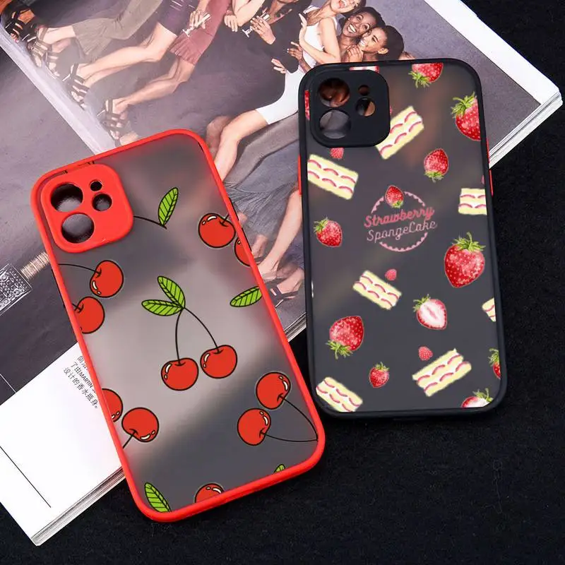 

Strawberry Cherry Fruit pattern Phone Case matte transparent For iphone 11 12 13 6 s 7 8 plus mini x xs xr pro max cover