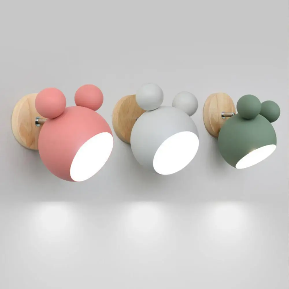 

Nordic wooden wall lamps cute coloful wall sconces kitchen restaurant macaroon Decorative Bedside lamp E27