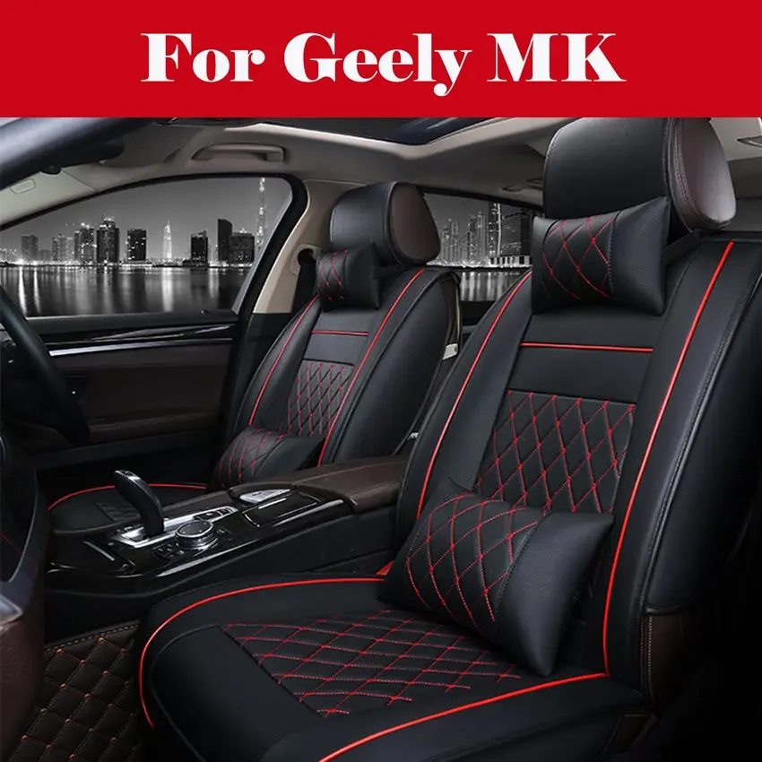 

Car Seat Cover-Waterproof PU Leather Cushion Anti-Slip Suede Backing-Universal Leather Seats Easy to Clean For Geely MK