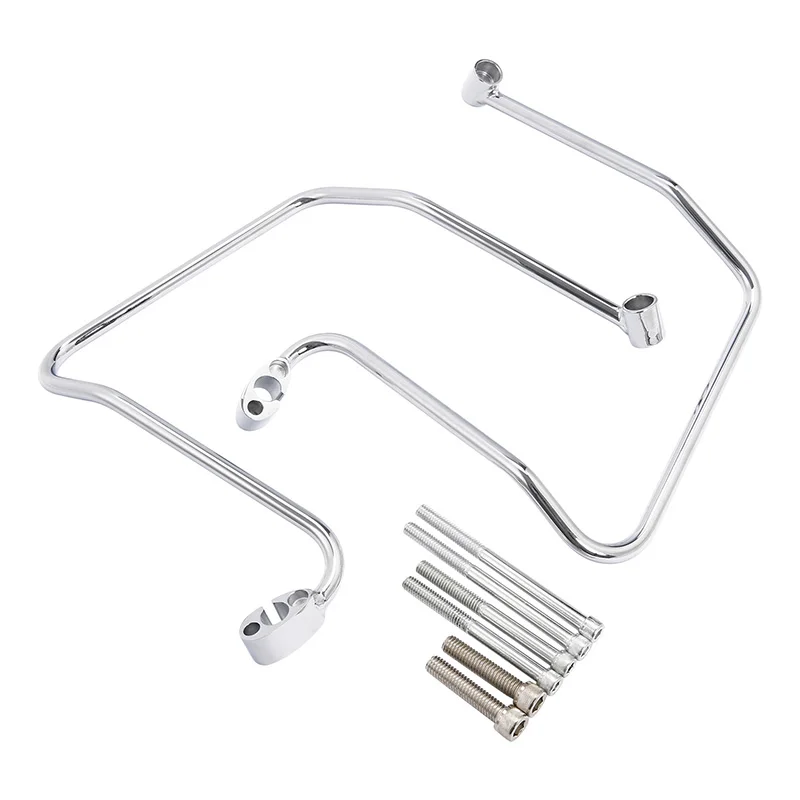 Черный/хромированный для седельной сумки мотоцикла с кронштейнами Harley Dyna Street Bob