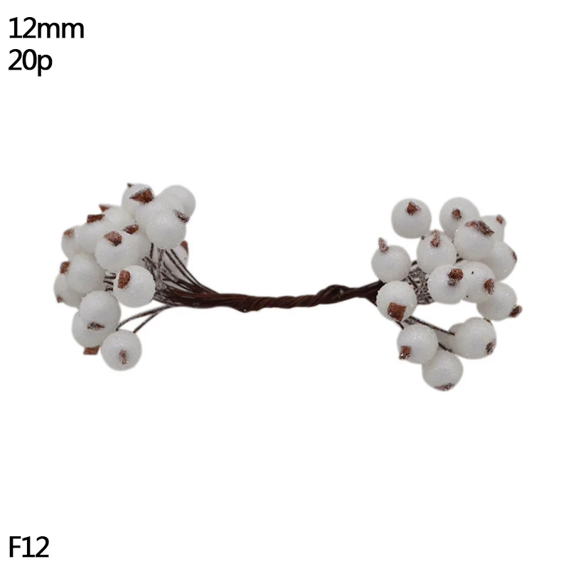 W12-20pcs white Ручной работы искусственный цветок Stamen Christma голубой цветок вишня ягоды Букет DIY Свадебный Рождественский венок Ремесло Подарок Украшение - Цвет: W12-20pcs white