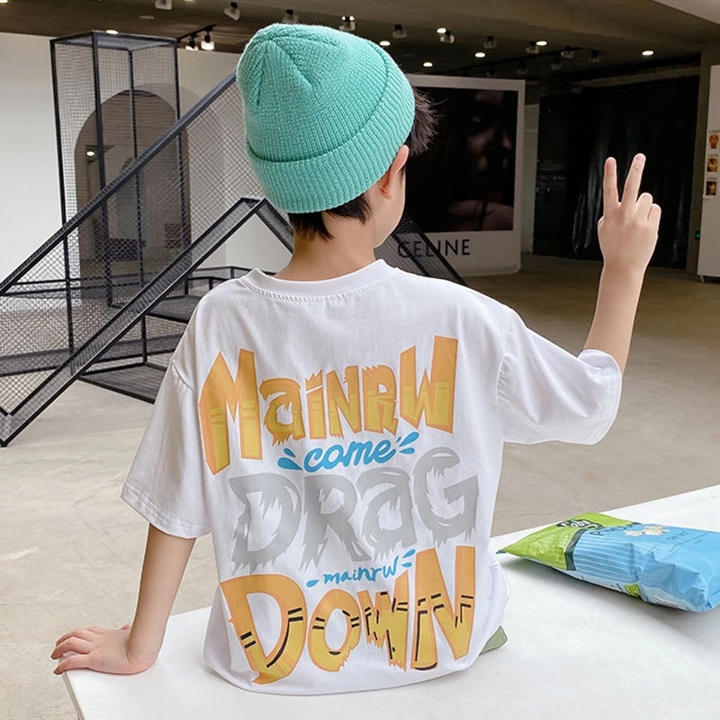 Camiseta de verano para ni&ntilde;os, ropa c&oacute;moda de media manga, talla mediana y grande, novedad de 2021-2