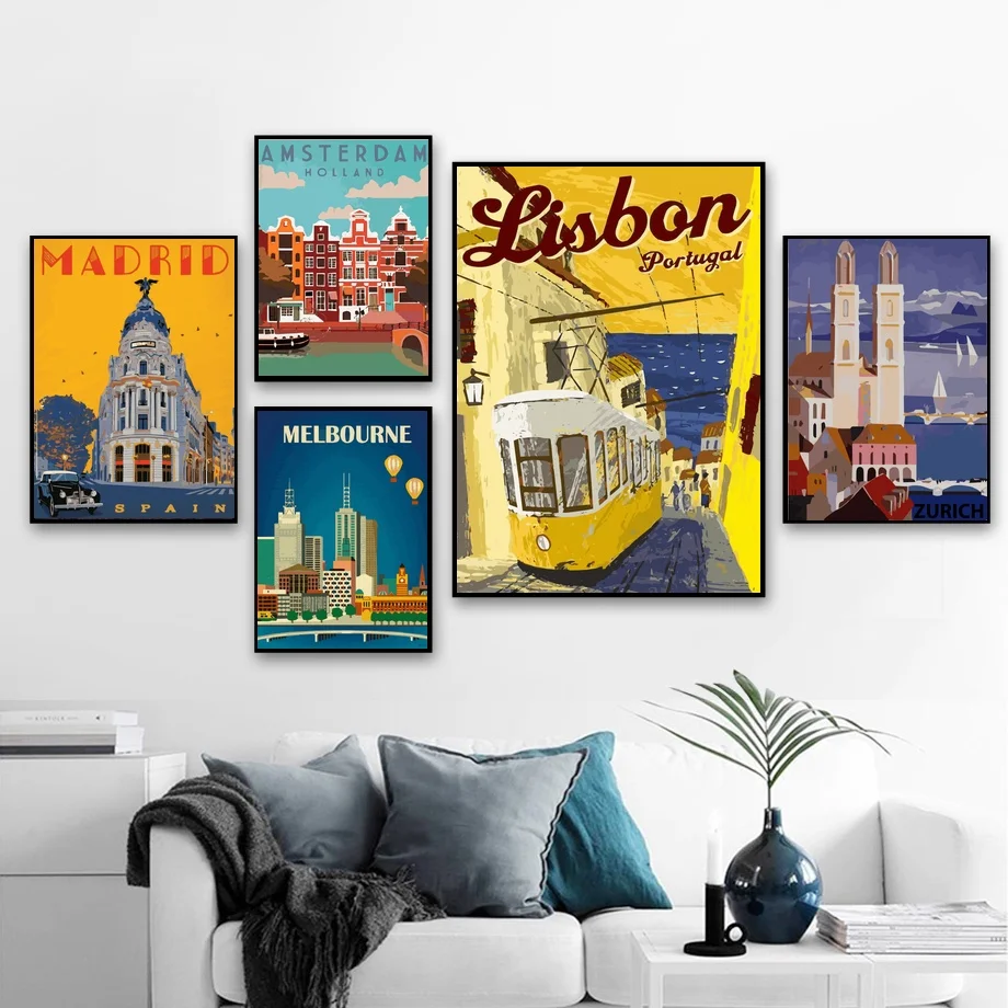 Красочный Мадрид цюх Мельбурн Париж абстрактный пейзаж Скандинавское искусство