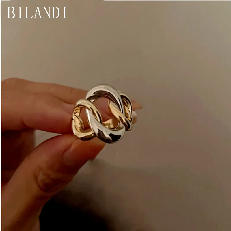 

Bilandi Fashion French Romantic Contrast Oval Opening Rings For Woman 2021 New Trend Korean Jewelry Fashion Rings Party Gifts