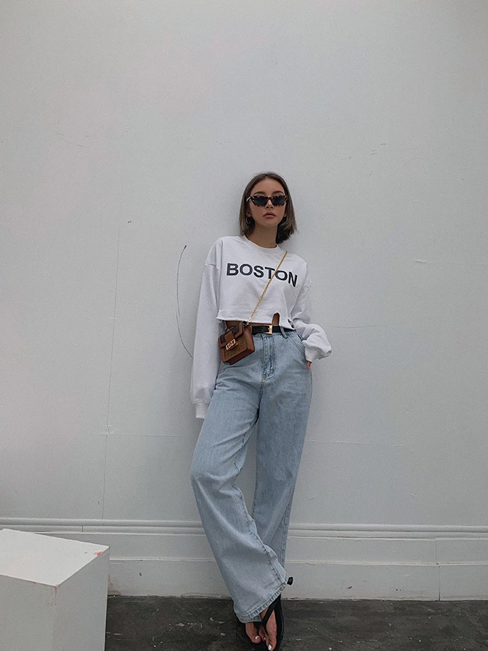 2019 Новая модная женская одежда джинсы с высокой талией свободные осенние и