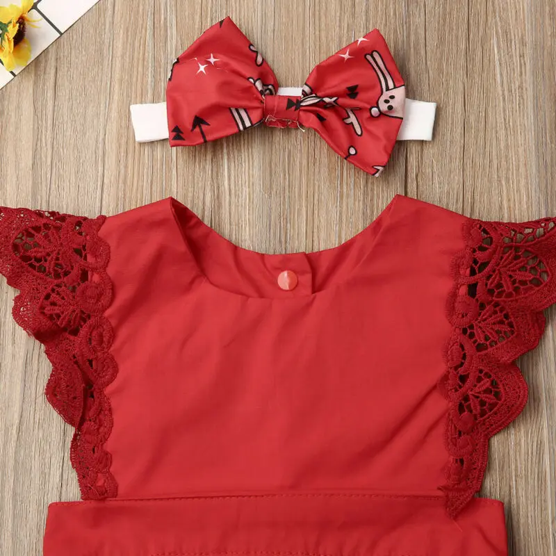 

Goocheer Cute Kid Baby Girl Xmas Christmas Party Deer Romper Bodysuit Headband Outfit Set Christmas