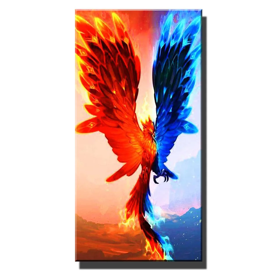 

Diamond Embroidery Mythical Beast Fire Phoenix Mosaic 5D Diy Diamond Painting Full Square Round Drill Rhinestone Ice BirdZP-5259