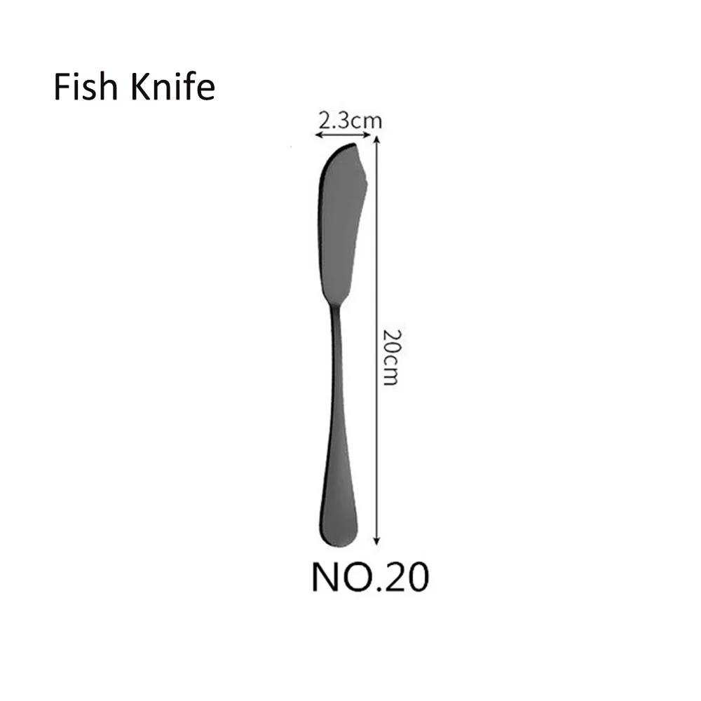 NO20 Fish Knife Обеденный из нержавеющей стали вилка Корея красочные десерт пирог вилка длинная ручка Золотой синий черная Вилка Набор для отеля вечерние Прямая - Цвет: NO20 Fish Knife