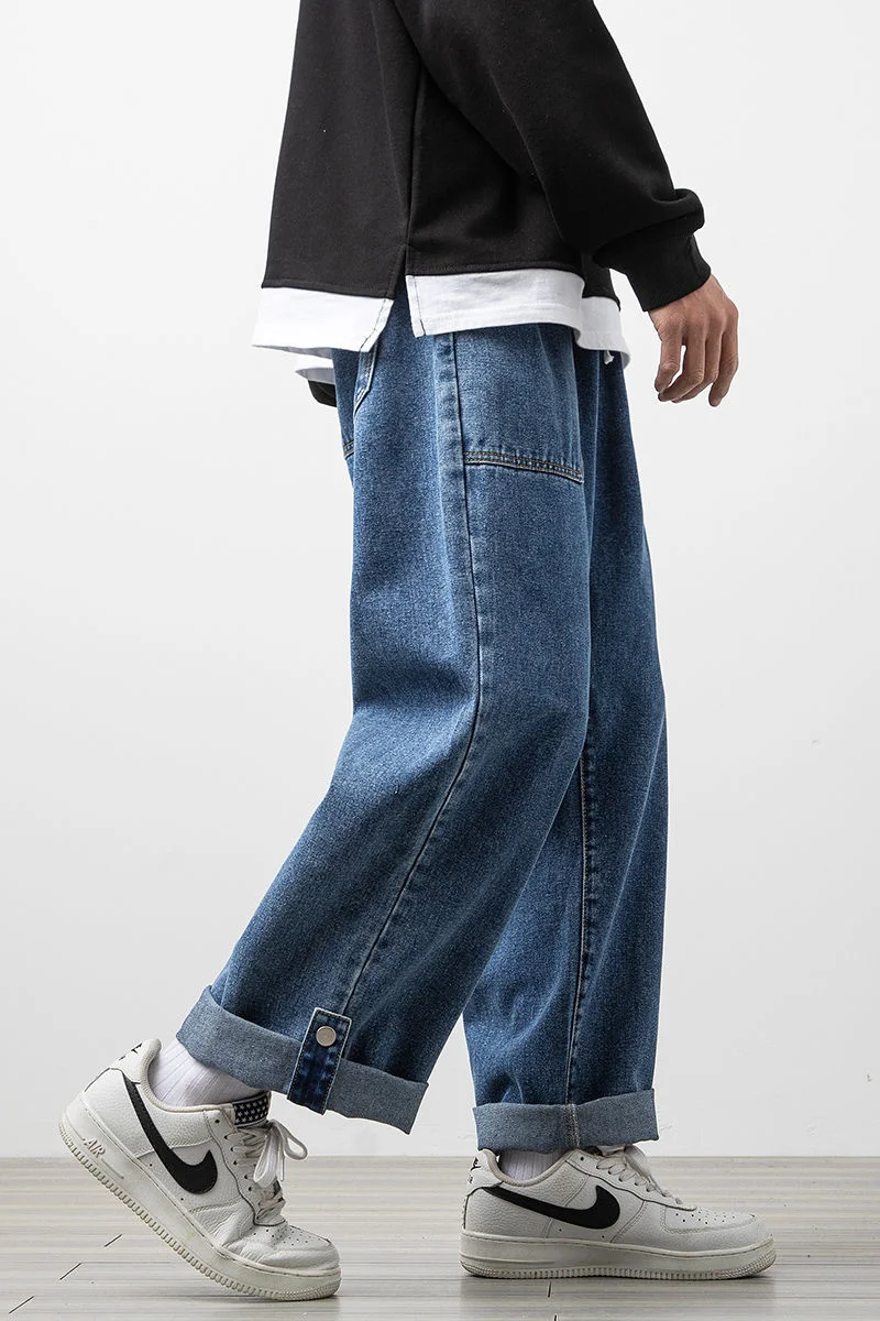 Mens Clothing Autumn Straight Tube Trouser Leg Pants Couples  Leisure Pure Color College Streets Package Mail Office 2021