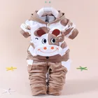 2018 Зимний спортивный костюм из 2 предметов для маленьких девочек и мальчиков, хлопковый флисовый спортивный костюм с длинными рукавами для новорожденных, детская одежда