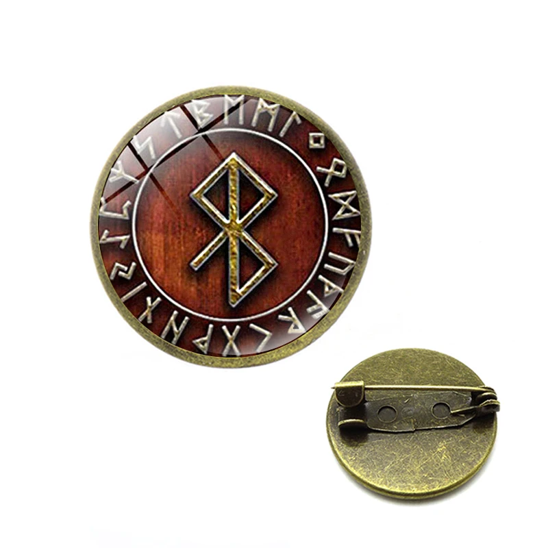 Vinatge Viking рунические Броши руны мира в рунических кругах на булавках амулет