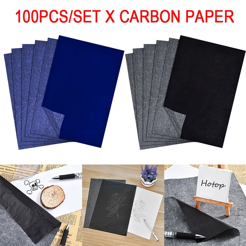 100 Sheets Carbon Paper Transfer Graphite Paper Tracing Drawing Canvas Art for Stationery Paper Finance Copy Paper Office School