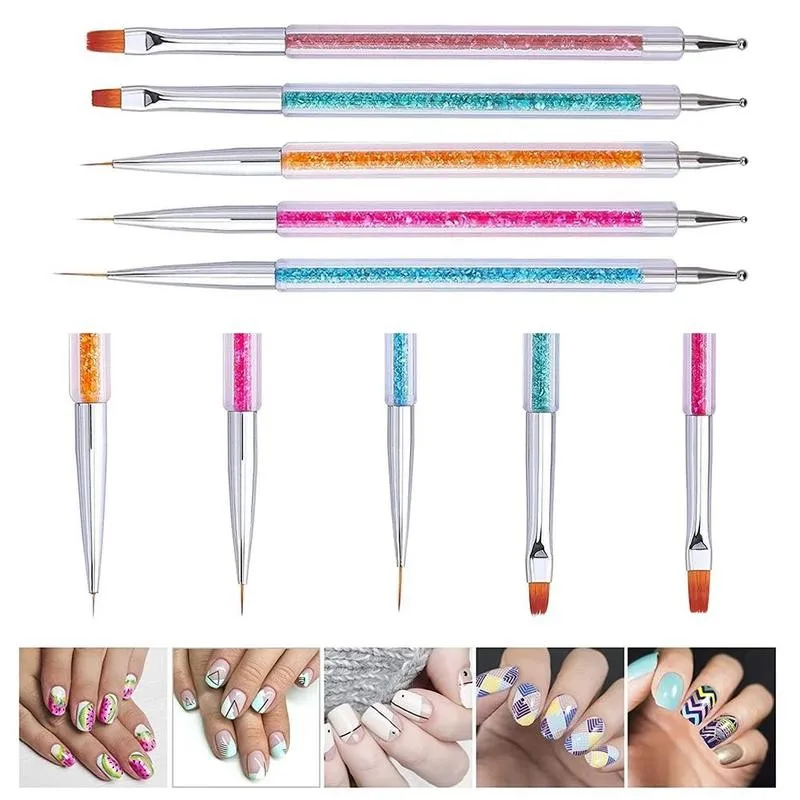 

Nail Brush Nail Art Brushes Double-ended Brush And Dotting Tool DIY Drawing Pen Handle Manicure Tool Nails Accessories