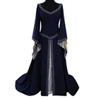 Женское платье в средневековом стиле, длинное платье в пол с длинным рукавом и V-образным вырезом, готический костюм для косплея на Хэллоуин, длинное платье для маскарада #40