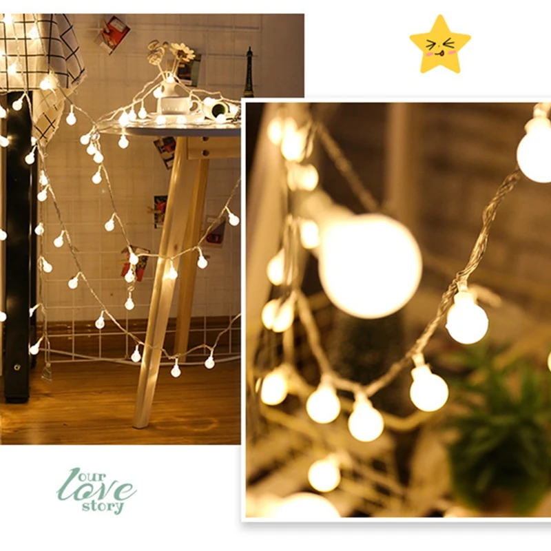 

Fairy Lights Cherry Balls LED String Lights Christmas Garland Indoor Bedroom Home Wedding New Year Decoration Battery Powered