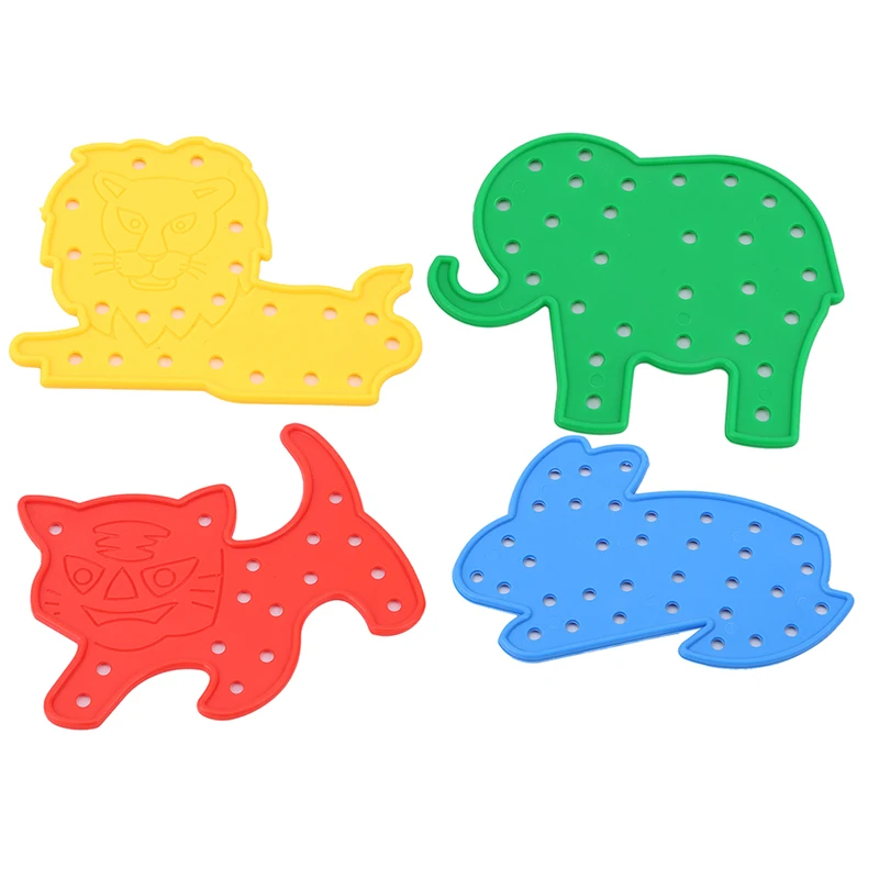

4Pcs/Set Puzzles Toy Animal Lacing Shapes Threading Laces Education Toys Children Educational Thread Embroidery DIY Toys Gift