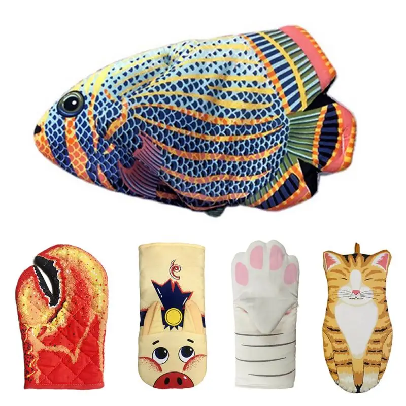 1 шт. Новинка 3D Мультяшные кошачьи лапы рукавицы для духовки длинные хлопковые