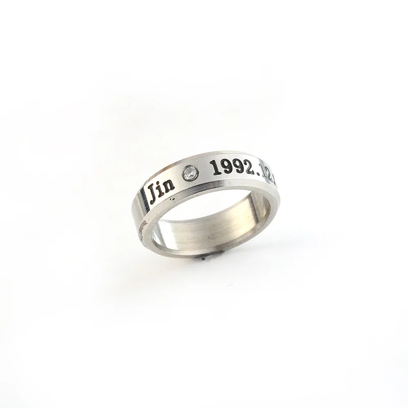 korean Kpop bangtan boys rings jin jimin suga name letter Ring Stainless Steel Finger Rings Jewelry Accessories for Men Women | Украшения и