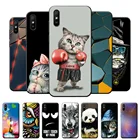 Мягкий силиконовый чехол для Xiaomi Redmi 9A 4G, чехлы для телефонов Xiomi Redmi9A 4G 6,53 дюйма, черные Симпатичные боксерские Коты, задняя крышка из ТПУ, бампер