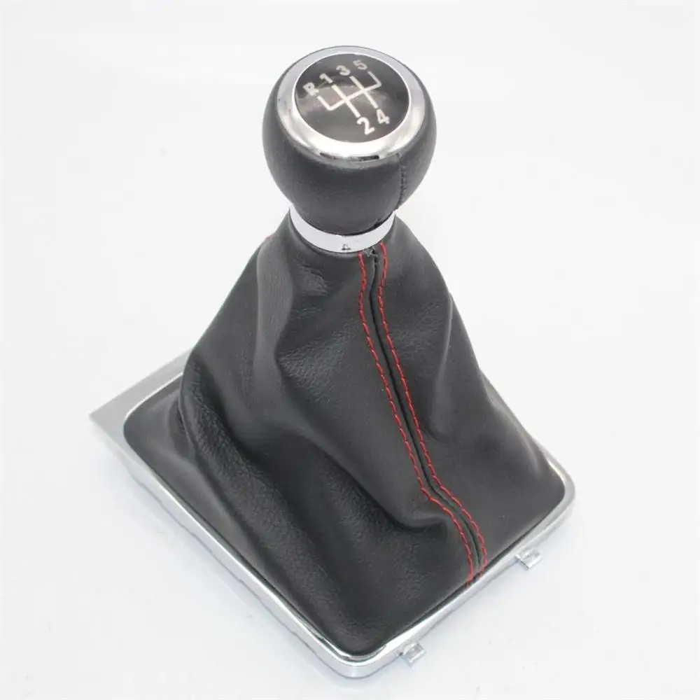 5 скоростной автомобильный рычаг переключения передач кожаная ручка для VW Passat B6 3C