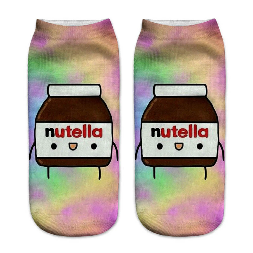 Женские Забавные милые носки с 3d принтом, белые носки с изображением nutella, носки унисекс с рисунком кота, единорога, рождественский подарок, носки, Прямая поставка
